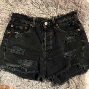 Custom Vintage Levi’s Black Denim Shorts